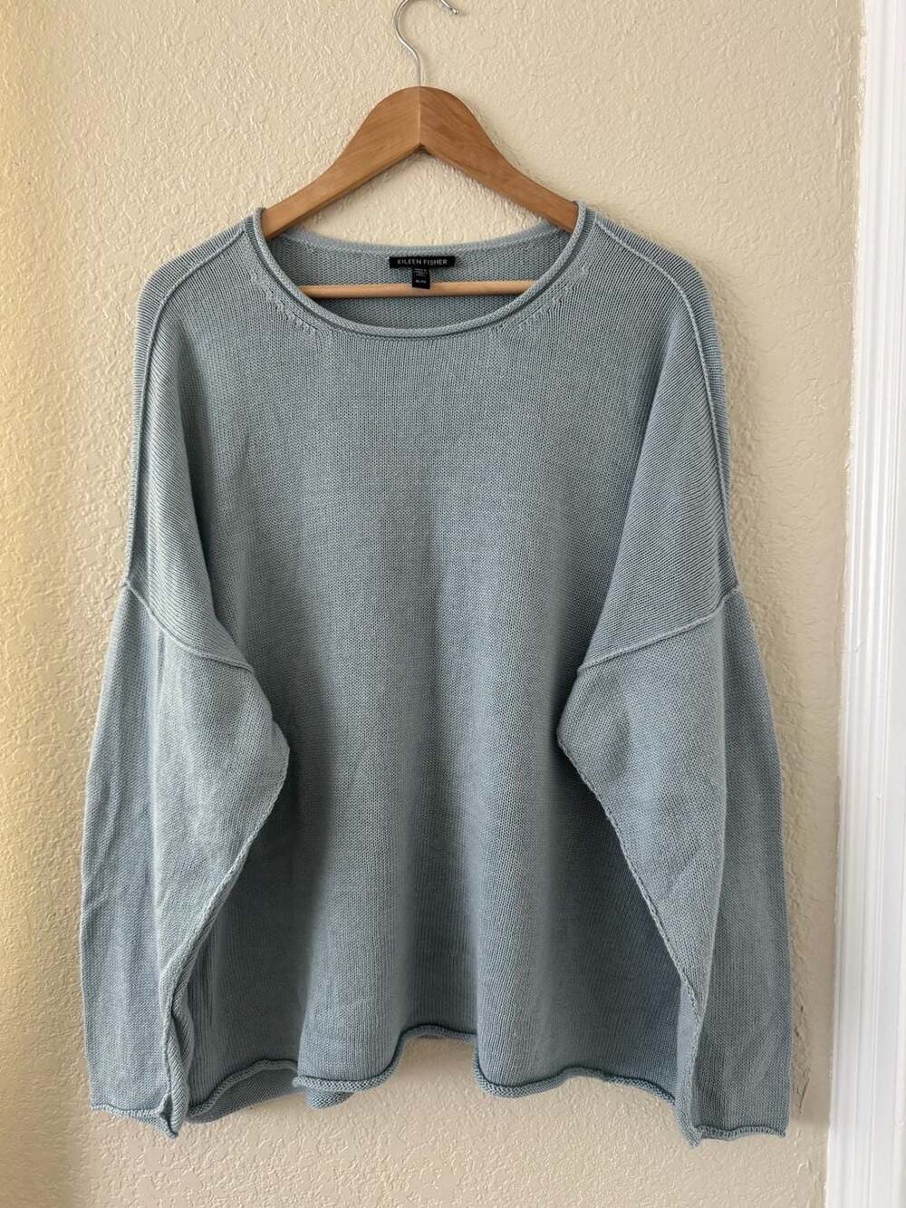 Eileen Fisher Organic Cotton Boxy Crew Neck Sweater Size XL